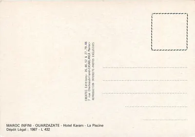 Hotel Karam - Ouarzazate — Maroc Infini — CREATEC Editions — Verso