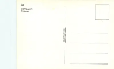 Castelo de Tadoula — Ouarzazate — editor COLOR MARRAKECH, n° 208 — Verso