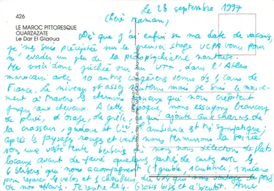 Ouarzazate — O Dar El Glaoua — Edição Le Maroc Pittoresque, n°426 — Verso