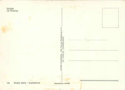 Bilhete postal moderno Oujda La Fontaine — Verso