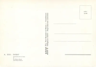 Rabat — Palácio Real — Editor JEFF, n° 2110 — Verso