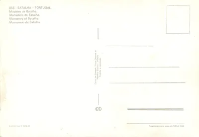 Mosteiro de Batalha — Portugal — editor Perpétuo Socorro, n° 855 — Verso