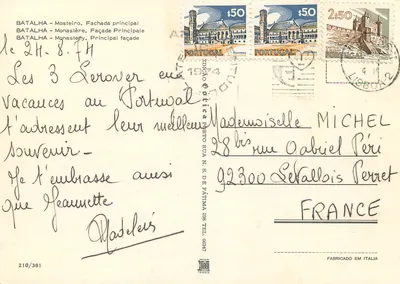 Batalha - Monastyr, Fronton główny — wydawca Trieste, nr 210/381 — Rewers