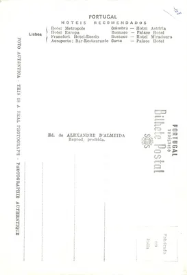 Portugal - Bussaco - Hotel Palace (Arquitetura Manuelina - Século XVIII) — Verso