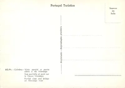 Coimbra — Vista parcial e ponte sobre o rio Mondego — Portugal Turístico — Verso