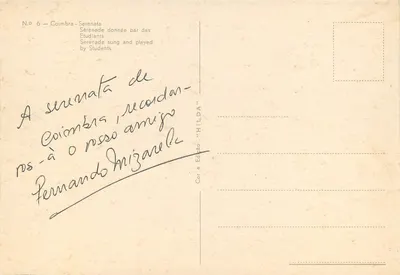 Coimbra — Serenata dada por estudantes — Edição HILDA, n°6 — Verso