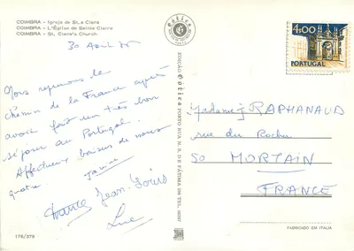 Coimbra - Igreja de Santa Clara — Edição oficial Porto, n° 176/379 — Verso
