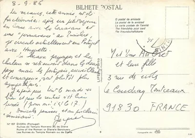 Ruiny świątyni rzymskiej poświęconej Dianie — Évora — LIFER PÓRTO n°157 — Rewers
