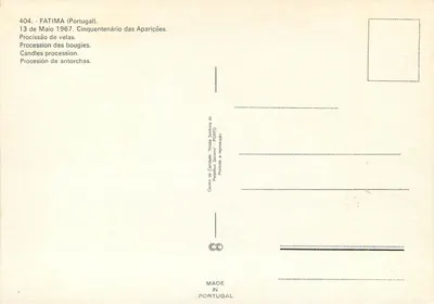 Fátima — Procissão de velas — Centro de Caridade 'Nossa Senhora do Perpétuo Socorro' Porto — Verso