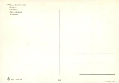 Fátima — Lugar sagrado — Repr. interdita n° 362 — Verso