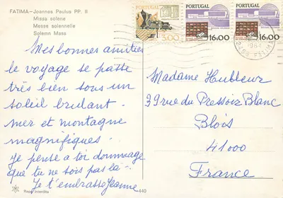 Fátima — Missa solene de João Paulo II — Edições de Fátima — Verso