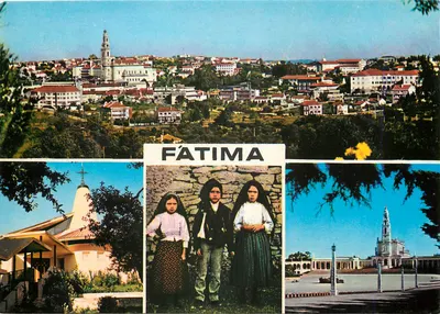 Fátima — vista panorâmica e os três visionários — editor não visível
