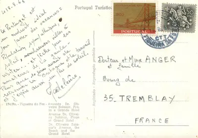 Figueira da Foz — praia e Grand Hotel — editor Portugal Turístico — Verso