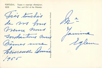 Bambino e Bambina di Ribatejo — Portogallo — editore J. Arthur Dixon, n° 1020 — Verso