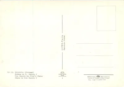 Guarda — Estátua de D. Sancho I — Éditions LIFER-Porto — Verso