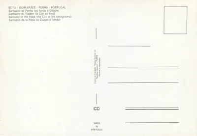 Santuário da Penha — Guimarães — editor Centro de Caridade 'Nossa Senhora do Perpétuo Socorro' - Porto, n° 937/A — Verso