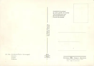 Castelo de Guimarães — Portugal — Editor LIFER-Porto, n° 294 — Verso
