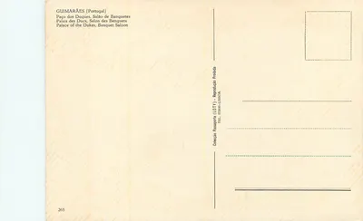 Guimarães (Portugalia) — Pałac Duków, Sala Banquetów — kolekcja Passaporte (LOTV) nr 265 — Rewers