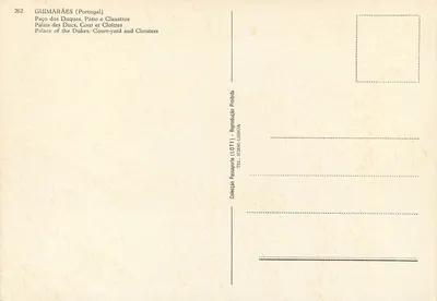 Guimarães (Portugal) — Palácio dos Duques, Pátio e Claustros — Coleção Passaporte (LOITY) — Verso