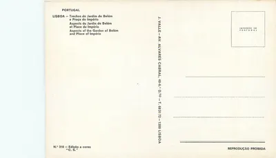 Tuin van Belém en Plein van het Rijk — Aspecten van de tuin en het plein — J. VALLE, n° 310 — Achterkant