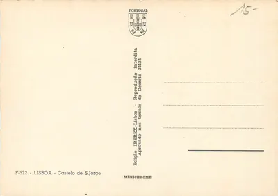 Widok Castelo de São Jorge w Lizbonie — IBEREX-Lisboa, wydanie S.Jorge, nr F-522 — Rewers