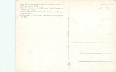 Canhões diante do Museu Militar em Lisboa — editor POSTAIS DE PORTUGAL LDA LISBOA, n° 57 — Verso