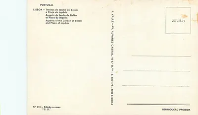 Ogród Belém i Plac Império — J. Valle — N° 310 — Rewers