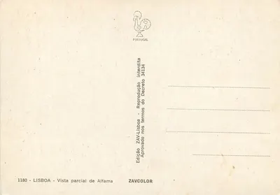 Częściowa wista Alfamy — Lizbona — Wydawnictwo ZAVCOLOR n°1180 — Rewers