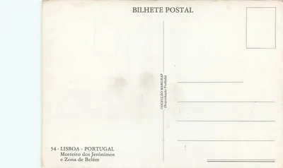 Mosteiro dos Jerônimos e Zona de Belém — Lisboa — editor MARGRAP, n° 54 — Verso