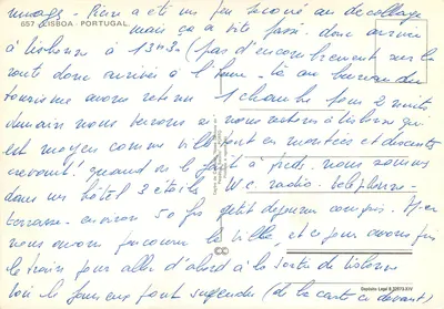 Portugalia — Lizbona — Most 25 kwietnia i Wieża Belém — wydawca Centro de Cartas Postais do Porto — Rewers