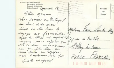 Lisbona — widok panoramiczny z zabytkami — pamiątki podróży — Rewers