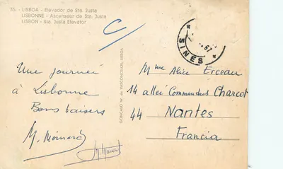 Lisbonne - Elevador de Sta. Justa — GONÇALO W. de VASCONCELOS, n°35 — Verso