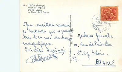 Lisbona — Plac Imperium (Praça do Império) — wydawca LOTY, nr 135 — Rewers
