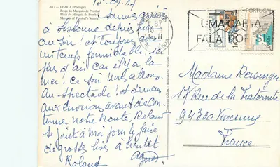 Piazza del Marchese di Pombal — Lisbona — Editore DÚLIA, n° 1801 — Verso