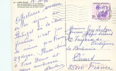 Place des Restaurateurs i Avenue de la Liberté — Lizbona — wydawca SacoR n°581 — Rewers