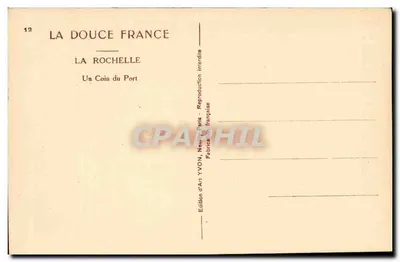 La Rochelle — Um Canto do Porto — Edição d'Art YVON, Paris — Verso