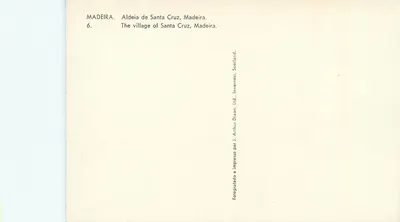 Santa Cruz, Madeira — vila costeira com arco-íris — editor Arthur Dixon, Ltd., Inverness, Escócia — Verso