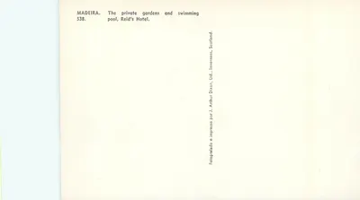 Madeira — Jardins privados e piscina, Reid's Hotel — Arthur Dixon, Ltd. — Verso