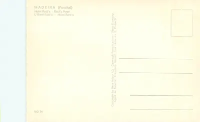 Madeira (Funchal) — Hotel Reid's — publisher Hans Huber KG, series MD 24 — Back