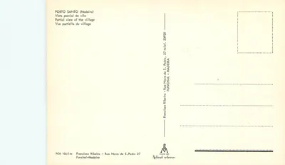 Porto Santo (Madeira) — vista parcial del pueblo — Francisco Ribeiro, Funchal — Reverso