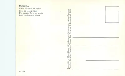 Porto Moniz — Madeira — editor Hans Huber KG, série MD 174 — Verso
