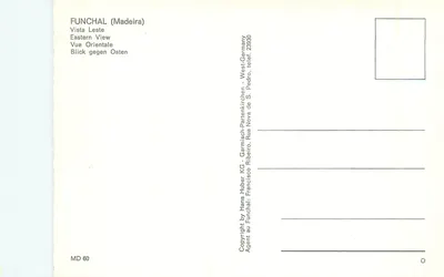 Funchal (Madeira) — Oostzijde — uitgever Hans Huber KG — Achterkant