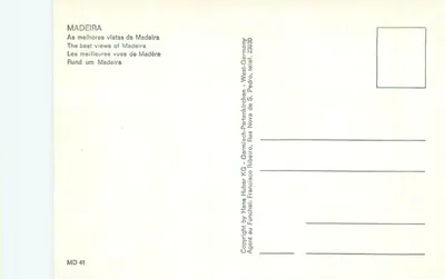 Madeira — As melhores vistas de Madère — editor Huber KG, série MD 41 — Verso