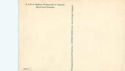 Artesanato da Madeira — Tressado de wicker em Camacha — J. Arthur Dixon, Ltd. — Verso