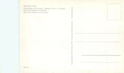 Funchal — Vista Oeste — Hans Huber KG — Verso