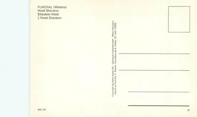 Hotel Sheraton Madeira — Panoramische uitzicht op de zwembaden en gebouw — uitgever Hans Huber KG — Achterkant