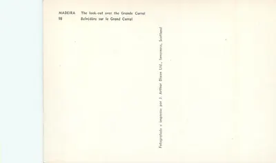 Madeira — Belvédère sobre o Grand Curral — Arthur Dixon Ltd. — Verso