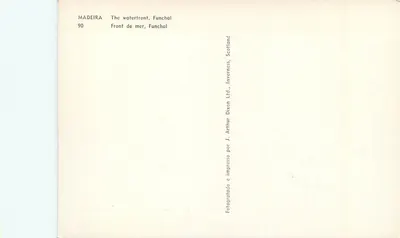 Madeira — O cais de Funchal — editor J. Arthur Dixon Ltd, série 90 — Verso
