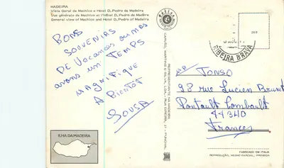 Machico — algemene uitzicht met het hotel D. Pedro — uitgever Martins & Silva, Funchal — Achterkant