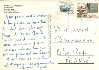 Funchal (Madeira) — Vista Ocidental — Direitos autorais por Hans Huber KG — Verso
